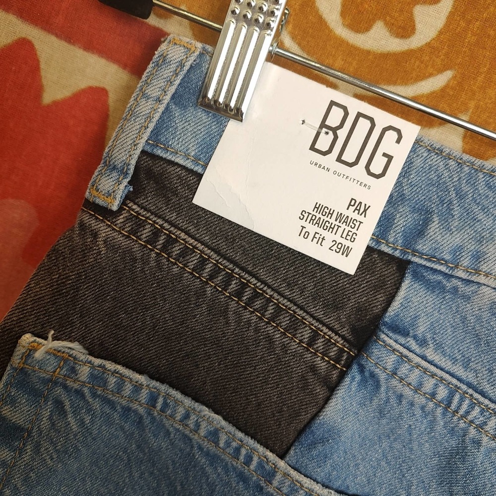 BDG Pax High Rise Denim Shorts Color Block Urban Outfitters Size 29 - Picture 10 of 12